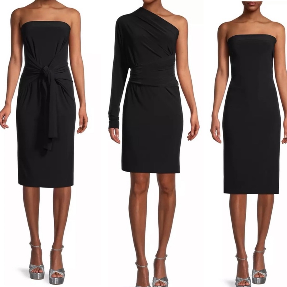 NWT Norma Kamali Black Dress All-In-One Multi-Wear Dress in Black Size Small